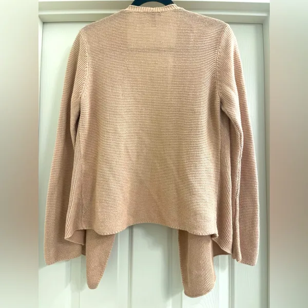Women’s Eileen Fisher Organic Linen Blend Knit Draped Front Cardigan Sweater S - Image 5