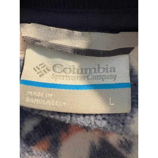 Columbia Fleece Crewneck Shirt Navy Coral Geometric Southwestern Layering Large - Image 6