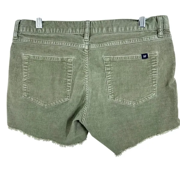 Gap Women's Size 10 Corduroy Shorts Olive Green Raw‎ Hem Casual Summer Essential - Image 2