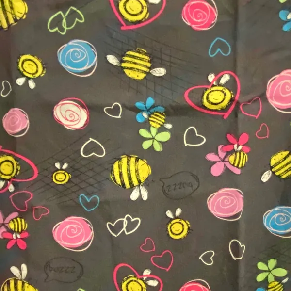 Zoe + Chloe Womens Scrubs Scrub Top Shirt S Bust 38” Dark Gray Bees Hearts Bee - Image 3