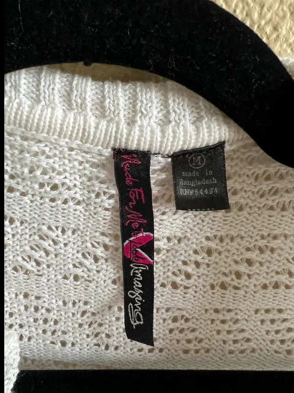 White Crotchet Cottagecore boho cropped cardigan open‎ size medium y2k - Image 2