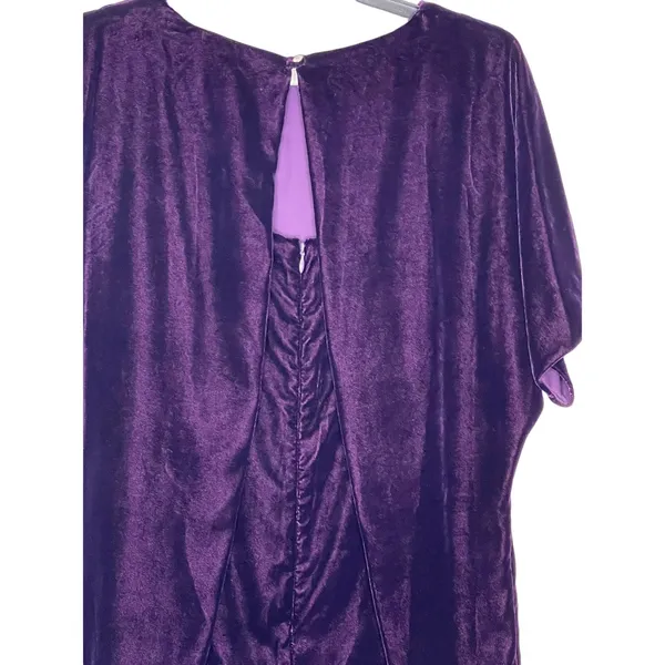 Lauren Ralph Lauren Women Shift Dress Velvet Short Sleeve Keyhole Purple Size 4 - Image 11