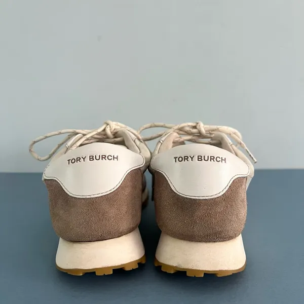 Tory Burch Annie Nylon Suede Ivory White Runner Sneakers - Image 6