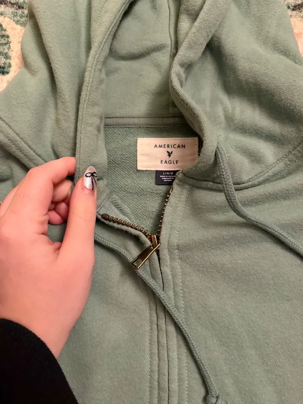 American Eagle Luxe Fleece Zip Up Sweater - Image 2