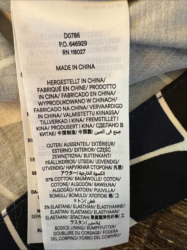 Boden Alexa Geometric Print‎ Cotton Shift Dress Navy White Black 12 EUC - Image 6