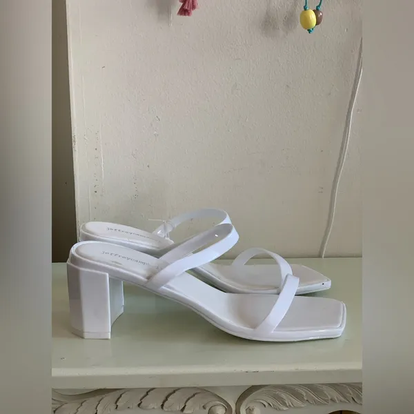 JeffreyCampbell Elegant White Chunky Block Heel Sandals. Size-9 - Image 2