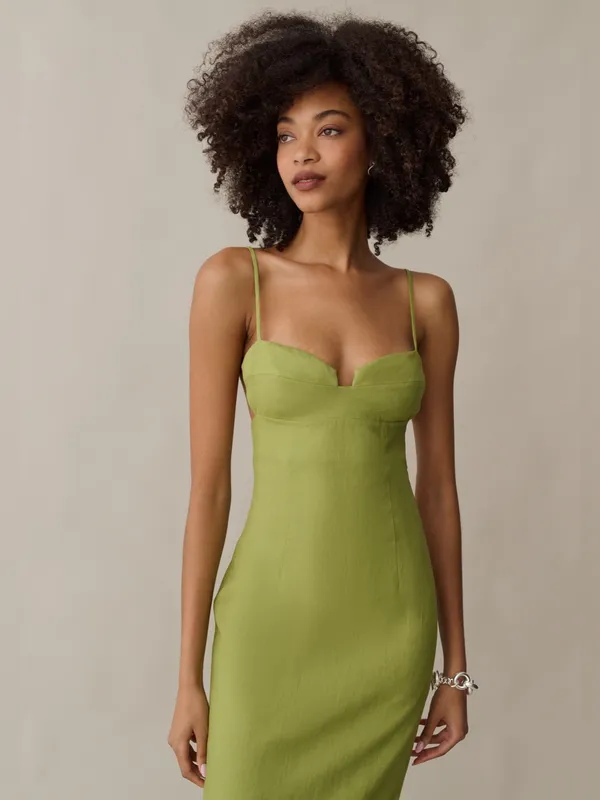 NWT o.p.t Indy Linen Dress size 0 Grass Green Few Moda Ulla Johnson - Image 3