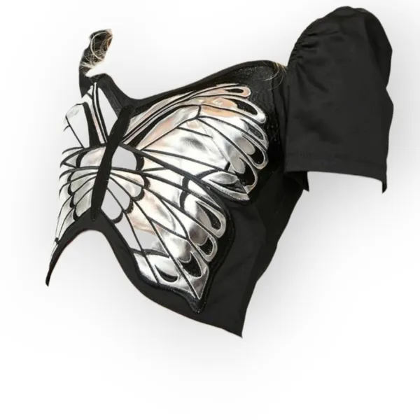 DOLLS KILL CURRENT MOOD joy‎ is fleeting black silver butterfly crop top xs nwt - Image 5
