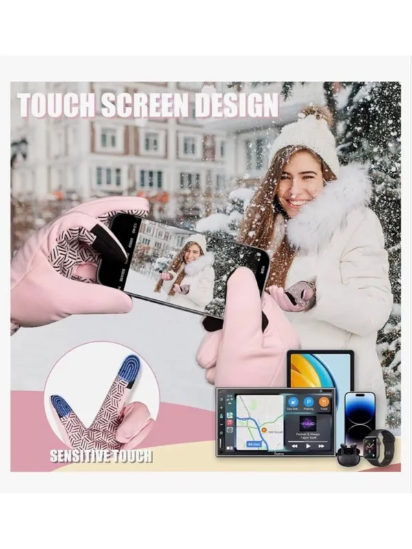 NEW Pixel Panda Winter Gloves Warm Touchscreen Gloves Thermal Large Pink - Image 4