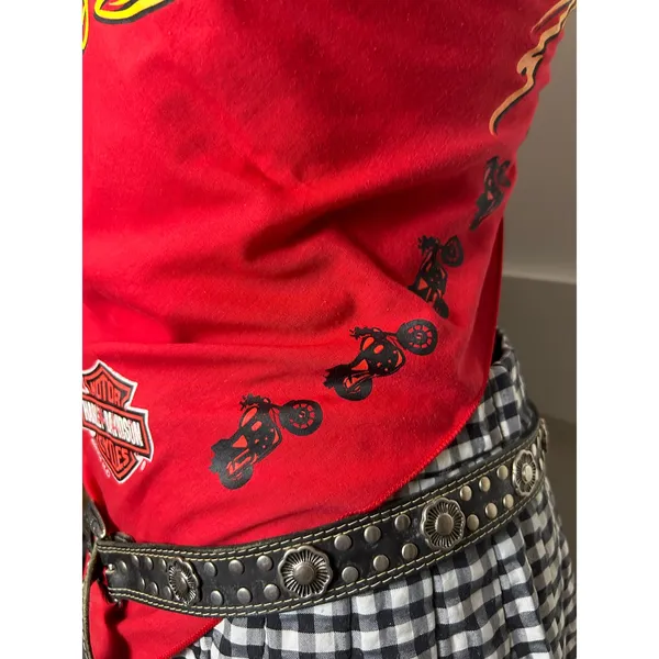 2004 Harley Davidson Lady Rider Bandana Red Tribal Motorcycle Y2K Biker Scarf - Image 2