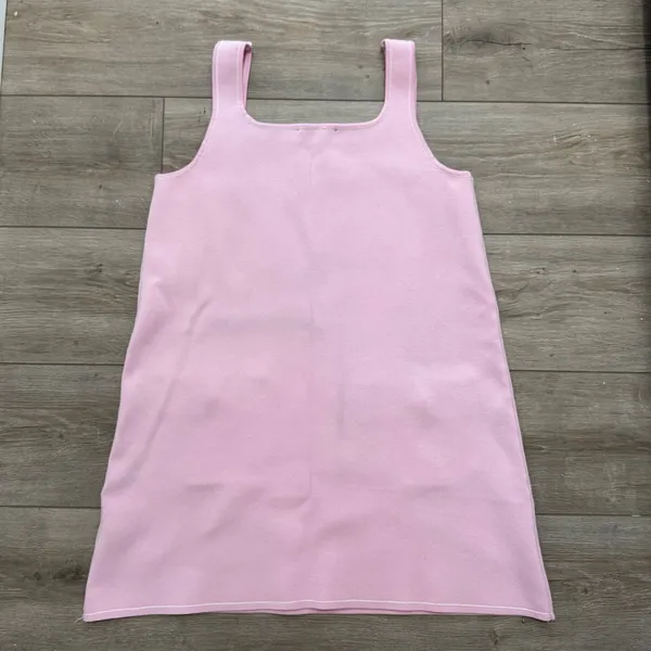 Zara Pink Knit Mini Dress Women's M Gold Button Pockets Sleeveless Preppy - Image 7