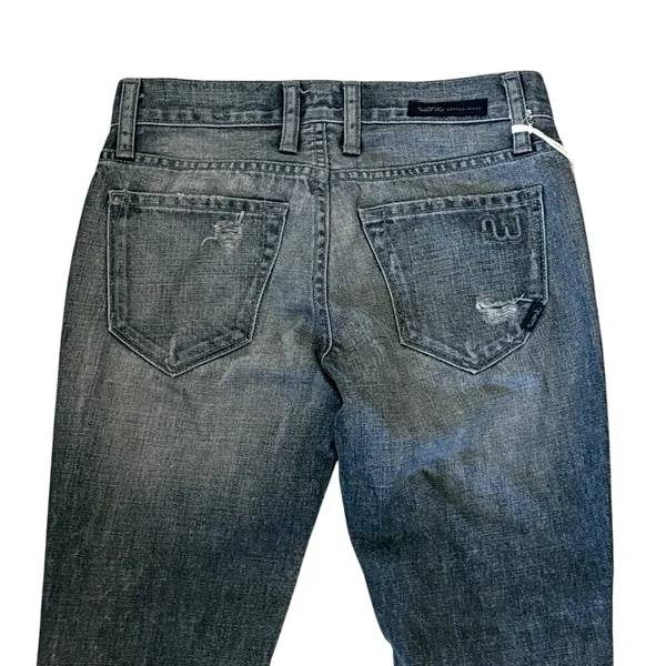 Work Custom Jeans Womens 24 Faded Black Low Rise Distressed Flare Wide Leg Denim - Image 5