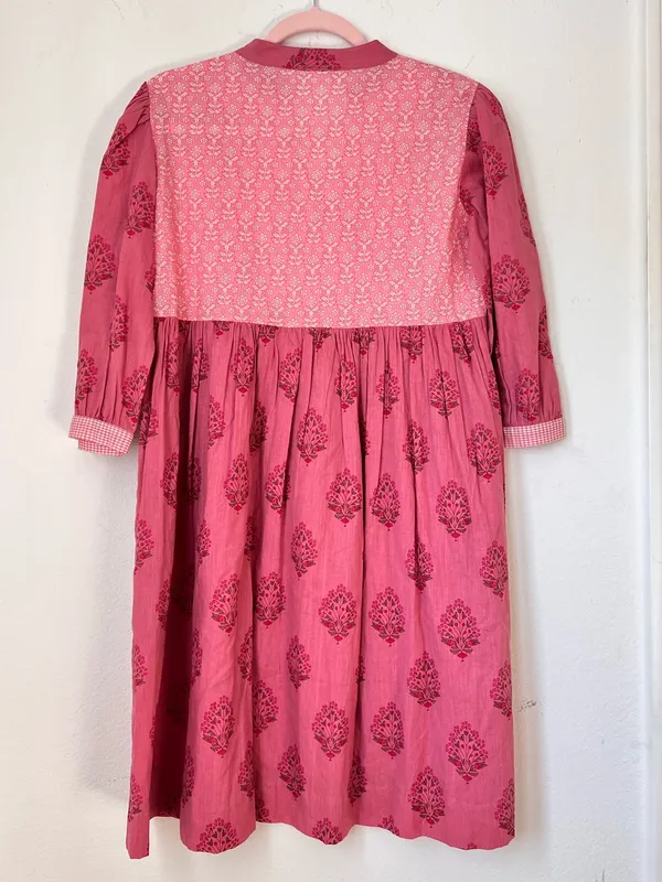 Pink Floral Midi Dress Women's Small Cottagecore Boho V-Neck Summer - Image 6