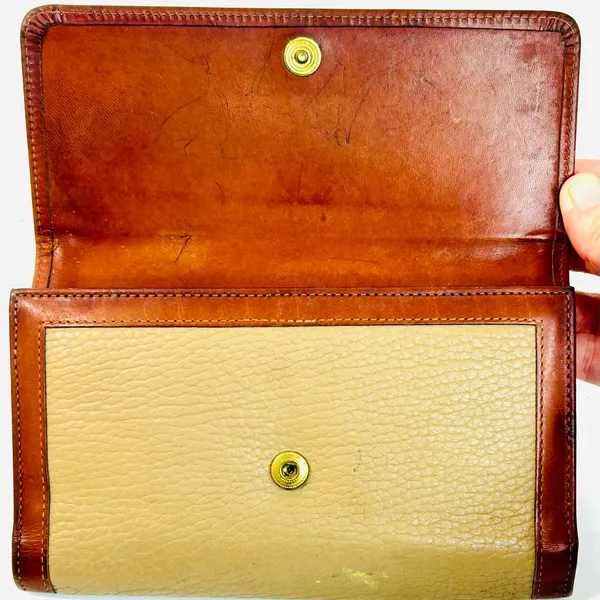 Vintage Dooney & Bourke All Weather Leather Checkbook Wallet, Taupe/British Tan - Image 12