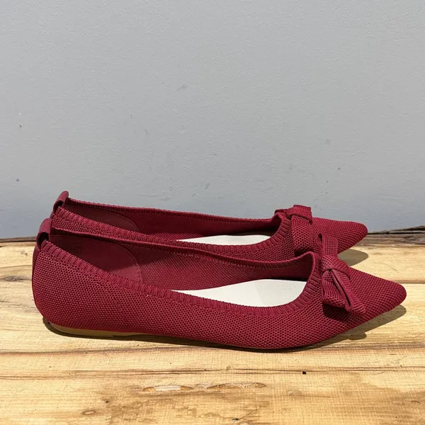 Ruby Red Tahari Ballet Slippers Flats Bow Detail Athens Size 9 A27‎ - Image 5
