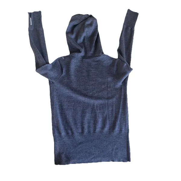 Y2K Sarah Spencer Italian Merino Wool Hooded Babydoll Sweater Henley Buttons S - Image 2