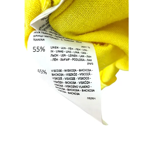 Reserved Yellow Linen Blend Ruffle Wrap Midi Dress Square Neck Tie‎ Waist 8 - Image 7