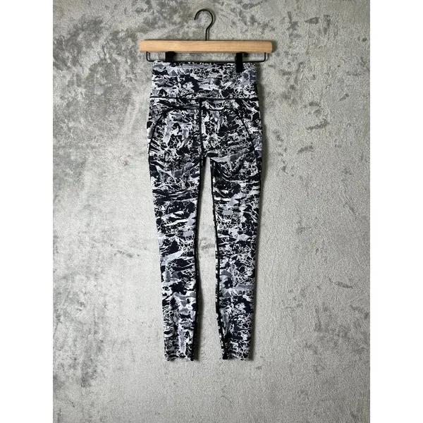 Lululemon Fast & Free‎ 7/8 Tight II *Nulux 25" Interlaced Starlight Black Size 2 - Image 3