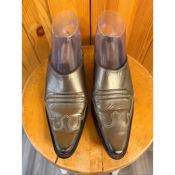 MATISSE Metallic Leather Western Mules Size 7.5M - Image 2