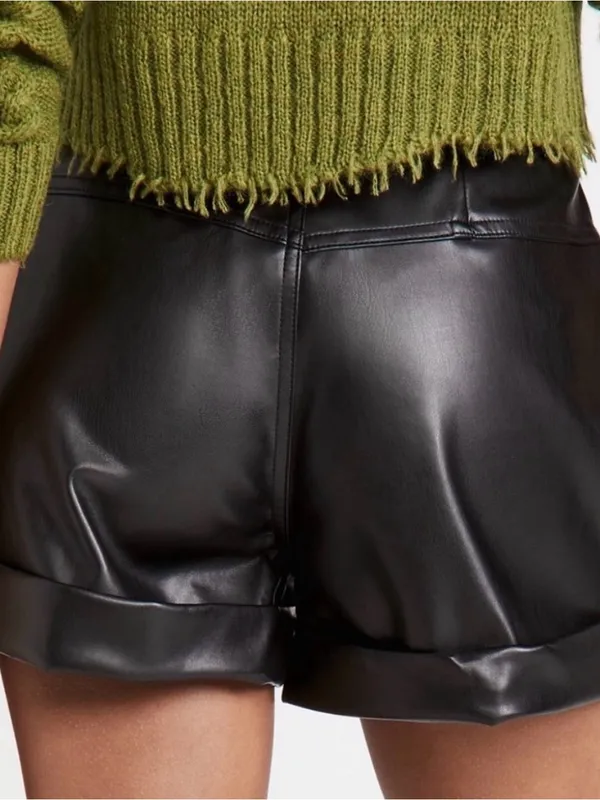 NWT BlankNYC Lonestar Black Faux Leather Shorts 24 - Image 2