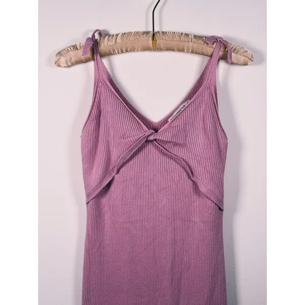 Abercrombie Sleeveless Twist Front Ribbed Midi Dress Size L Tall Pink Romantic - Image 6