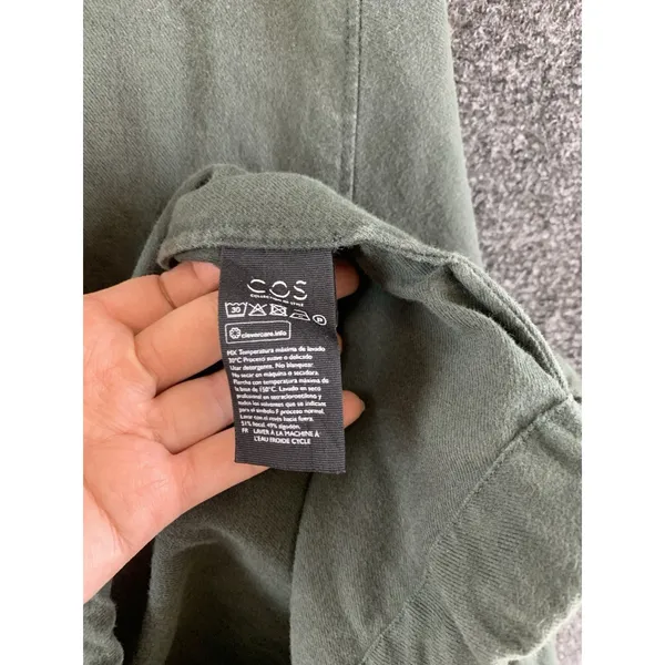 COS Men’s Hoodie Canvas Pullover Streetwear Olive Green Designer Sz Large - Image 7