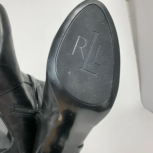 Lauren Ralph Lauren Womens Leather Saida Ankle Boots Booties Buckle Black Sz 10B - Image 8