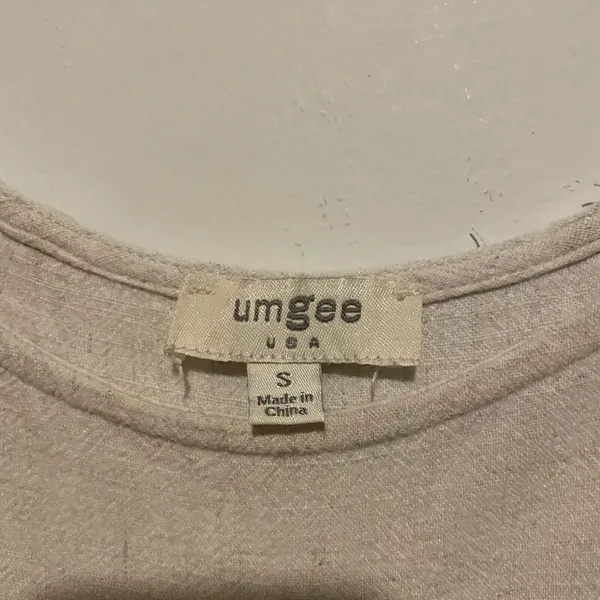 Umgee Size S Beige Oatmeal Short Sleeve Linen Cotton Frayed Tunic Top - Image 3