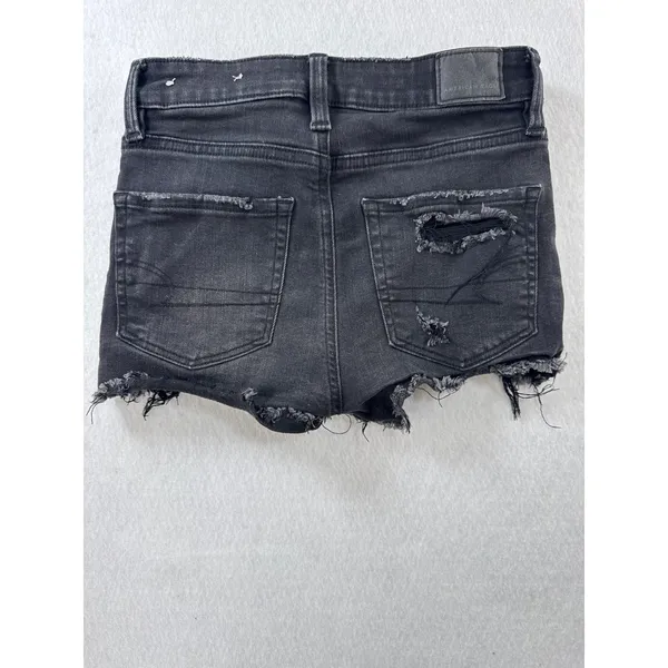 American Eagle Next Level Stretch Distressed Black‎ Denim Shorts Womens Size 00 - Image 4