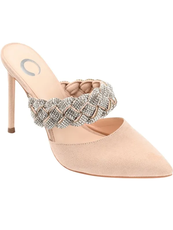 Journee Collection Hazzl Braided Rhinestone Stiletto Heels Nude Beige Brown 8.5M - Image 8