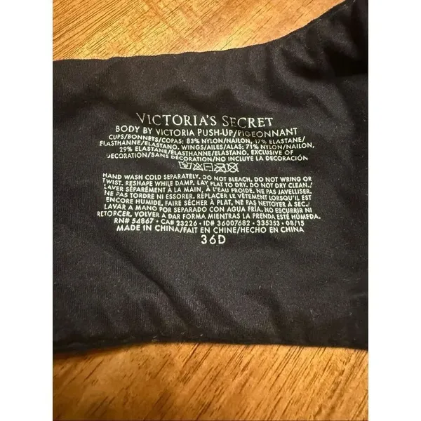 Victoria's Secret body by Victoria Bra Black Push Up Underwire Convertible 36D - Image 5