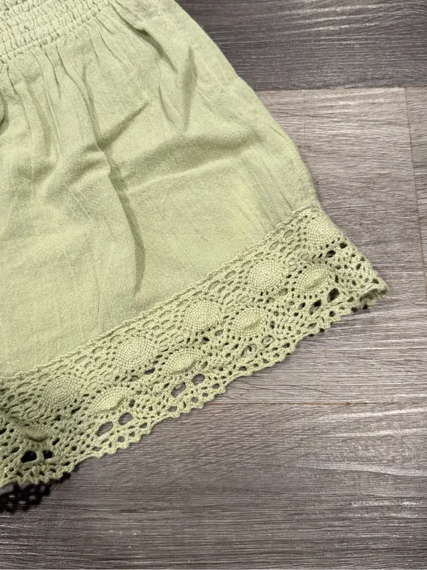 BDG Urban Outfitters Women’s Green Pull On Lace Trim Gauzy Cotton Shorts Sz L - Image 2