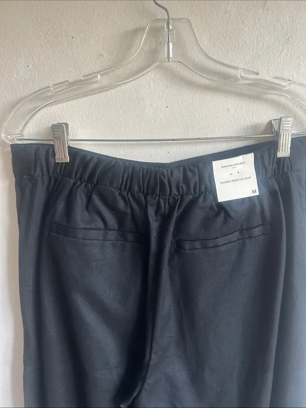 Banana Republic Hayden Wide Leg Linen Blend Black Pants Size Medium NWT - Image 7