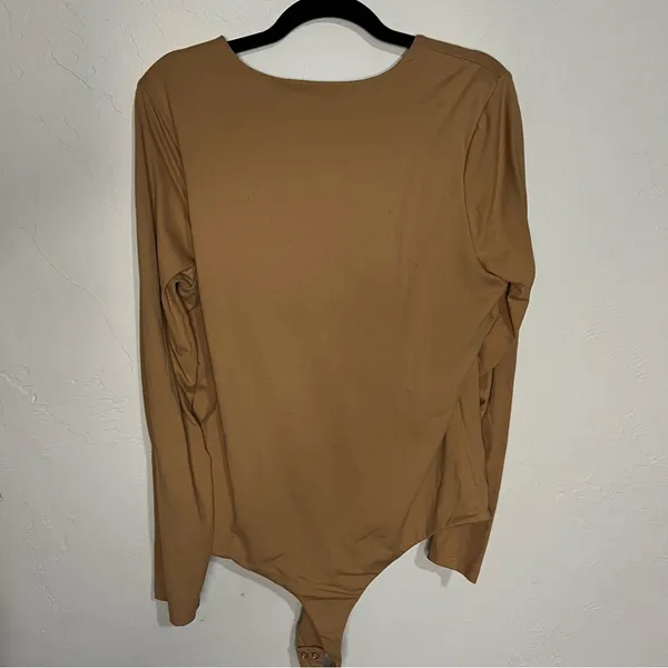 Nuuds Long Sleeve Crewneck Bodysuit‎ Brown Fitted Stretch Minimalist Capsule - Image 7