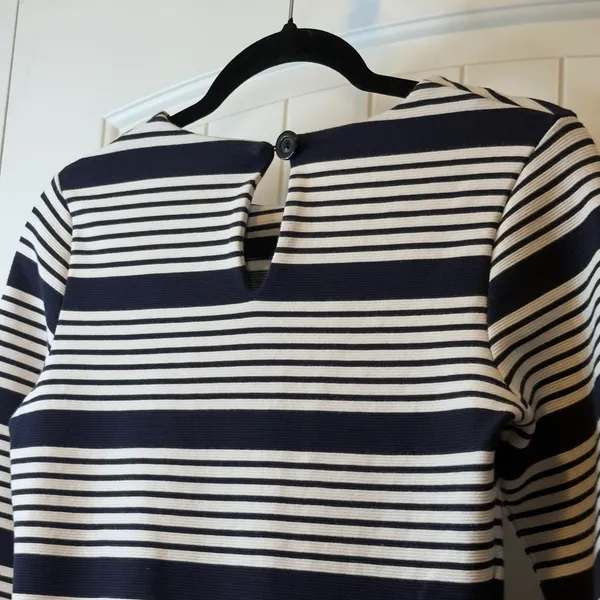 Banana Republic Womens 3/4 Sleeve Navy White Striped Ottoman‎ Rib Sheath Dress 2 - Image 6