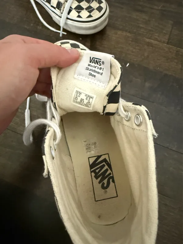 Vans Cream Checkered Sneakers - Image 3