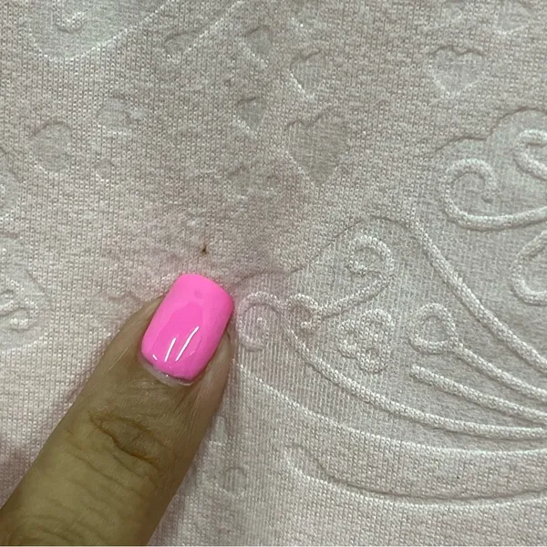 Laura Ashley Soft pink Textured two piece Pajama Set L butterfly heart embossed - Image 16