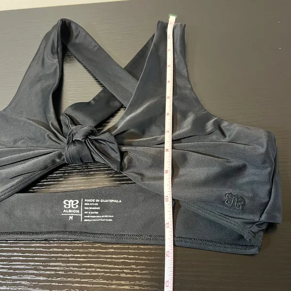 Albion Fit Black Front Tie Cross Back Bikini Top Size Medium Swimwear - Image 7