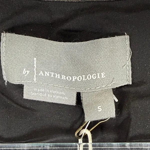 Anthropologie Metallic Carbon Tiered Maxi Dress Smocked Waist Short Sleeve S NEW - Image 2