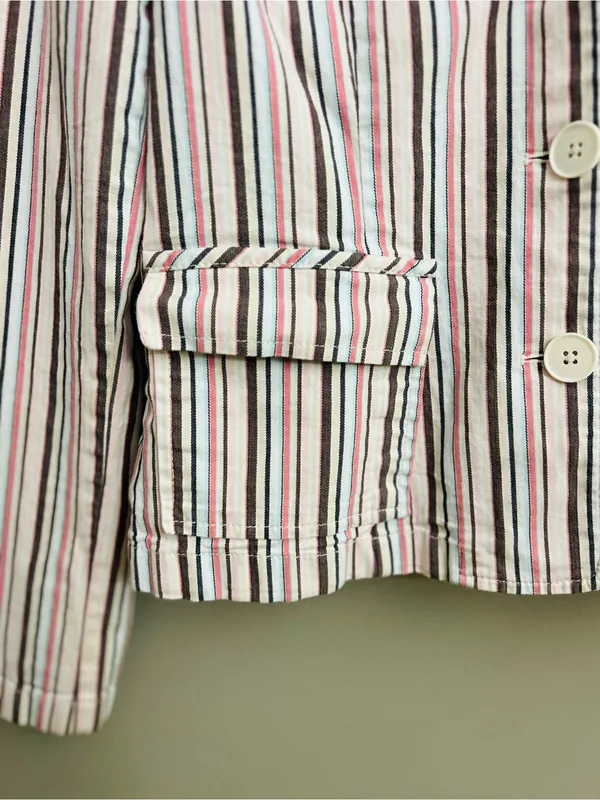 LOFT Striped Linen-Blend Blazer Jacket | Cropped Lightweight Preppy - Image 4