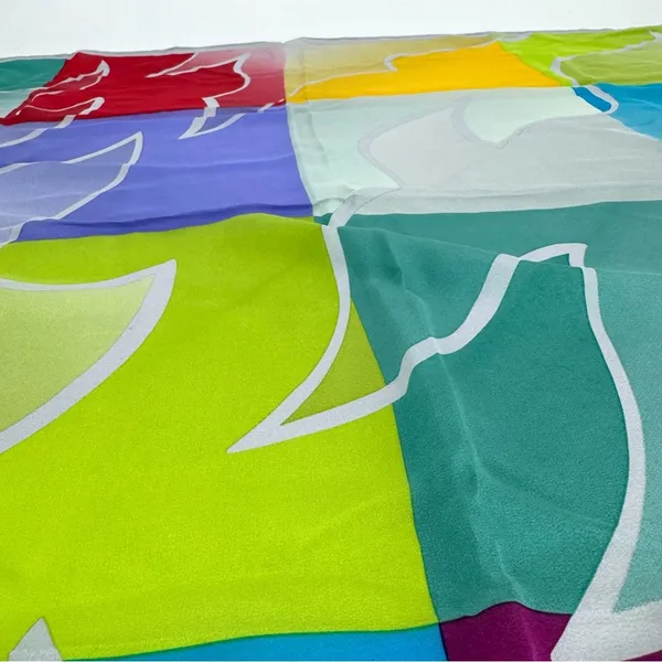 Vintage Marja Kurki‎ Colorful Geometric Silk Scarf - Image 2
