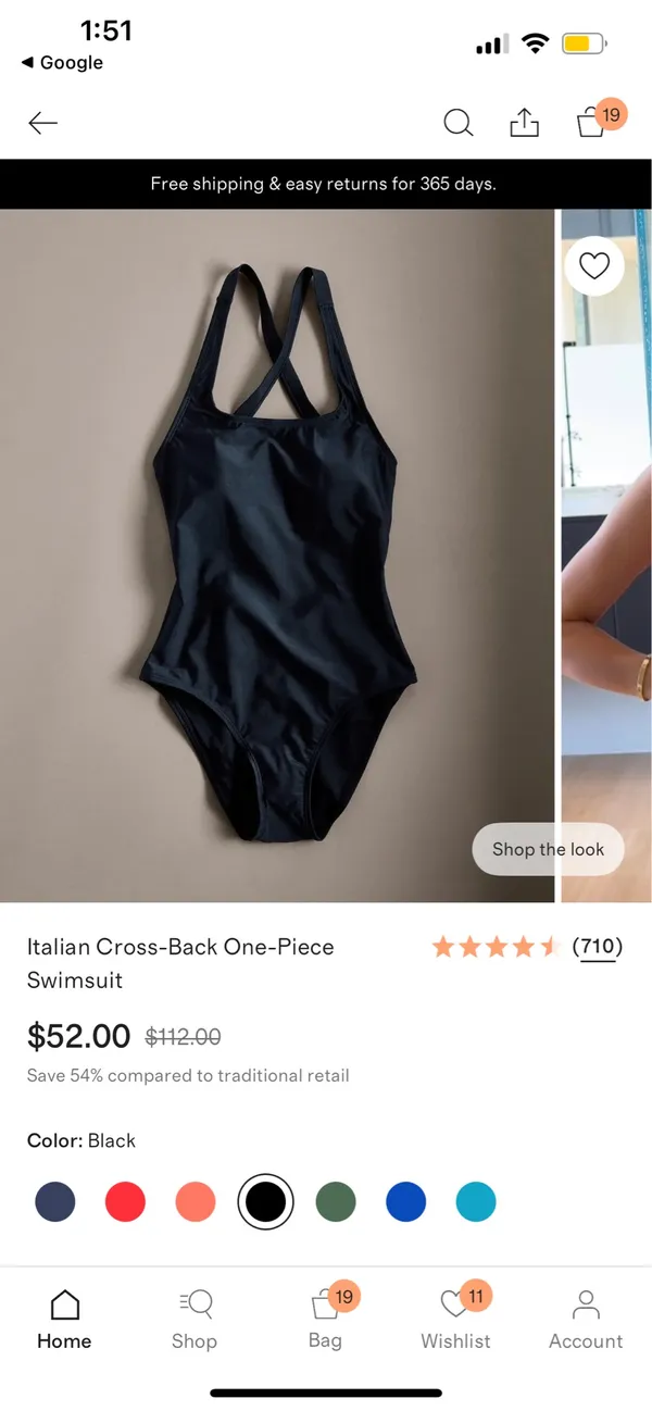 New Quince Cross-Back One-Piece Swimsuit in Black Size Large - Image 3
