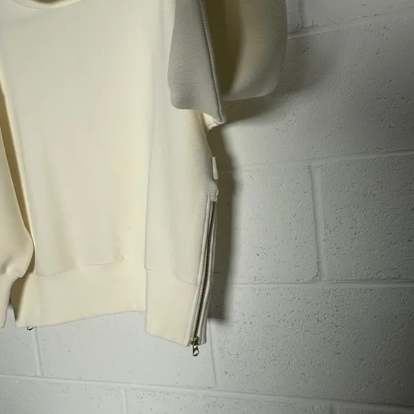 Varley Milton Sweat Oversized Ribbed Turtleneck Side Zip Pullover Egret Cream S - Image 3