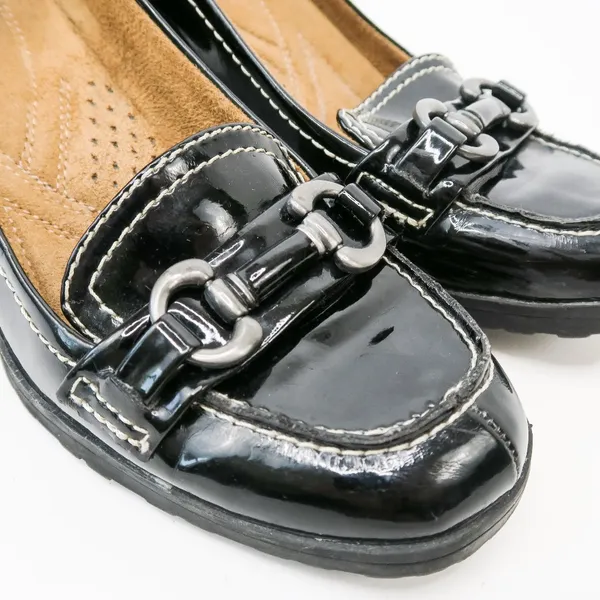 Vintage 90s Naturalizer Black Buckle Loafer Pumps - Image 3