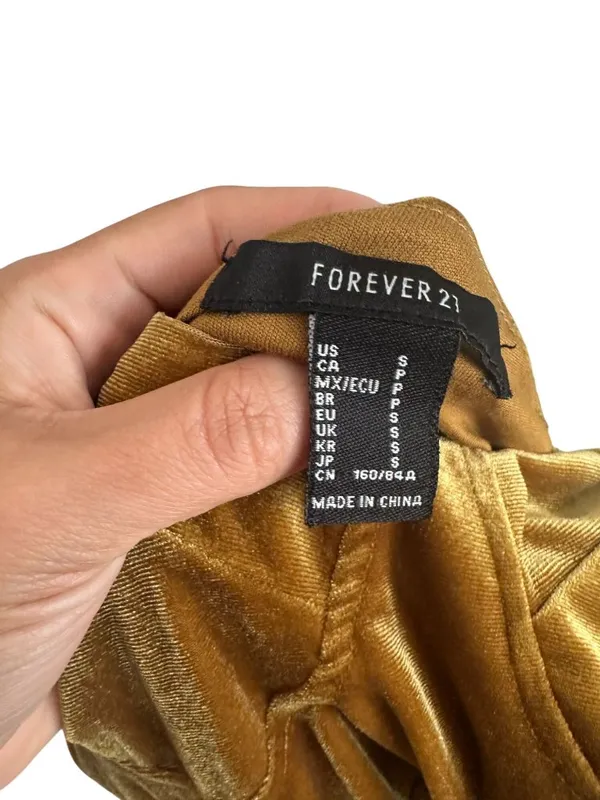 F21 Gold Velvet Long Sleeve Dress Size Small - Image 6