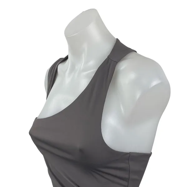 Commense Gray Ruched Sleeveless Asymmetrical Neck Cut Out Crop Cami Tank Top S - Image 2
