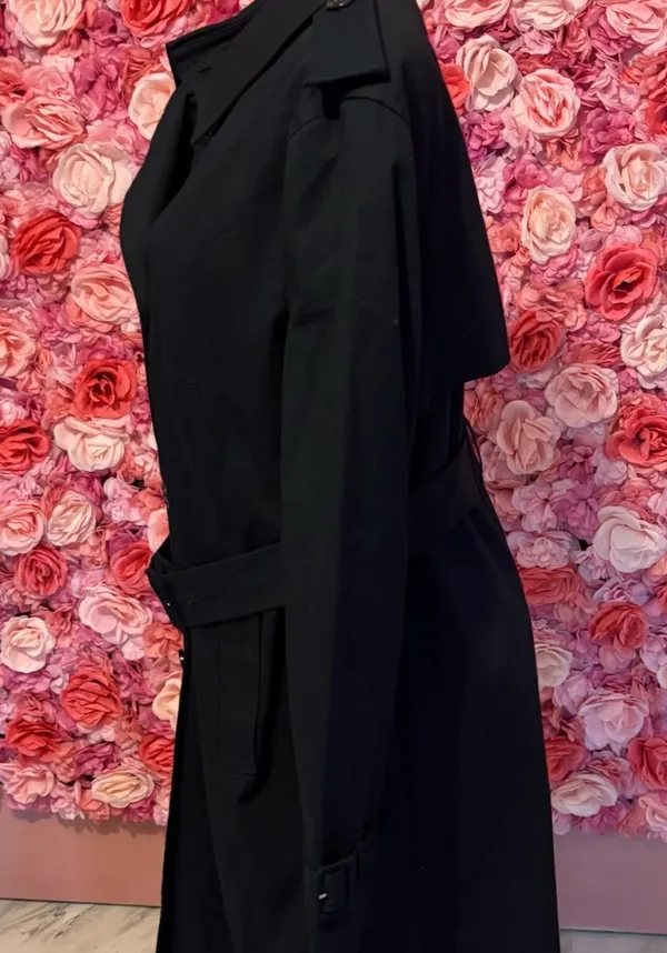 Mango Navy Blue Double-Breasted Knee-length Trench Coat with Belt(2XL) - Image 3