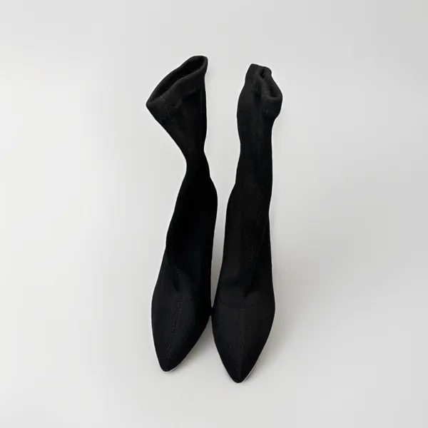 Cape Robbin Black Heeled sock Boots with Clear Heel - Image 3