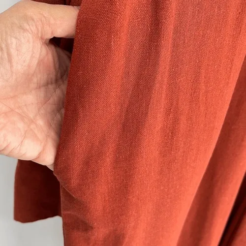 Free People Jumpsuit Womens XS Rust Orange Boho Wide Leg Linen Blend Long Sleeve - Image 8