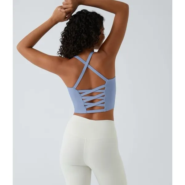 Halara Crisscross Backless Built In Bra Tank Top Serenity Size XS - Image 9